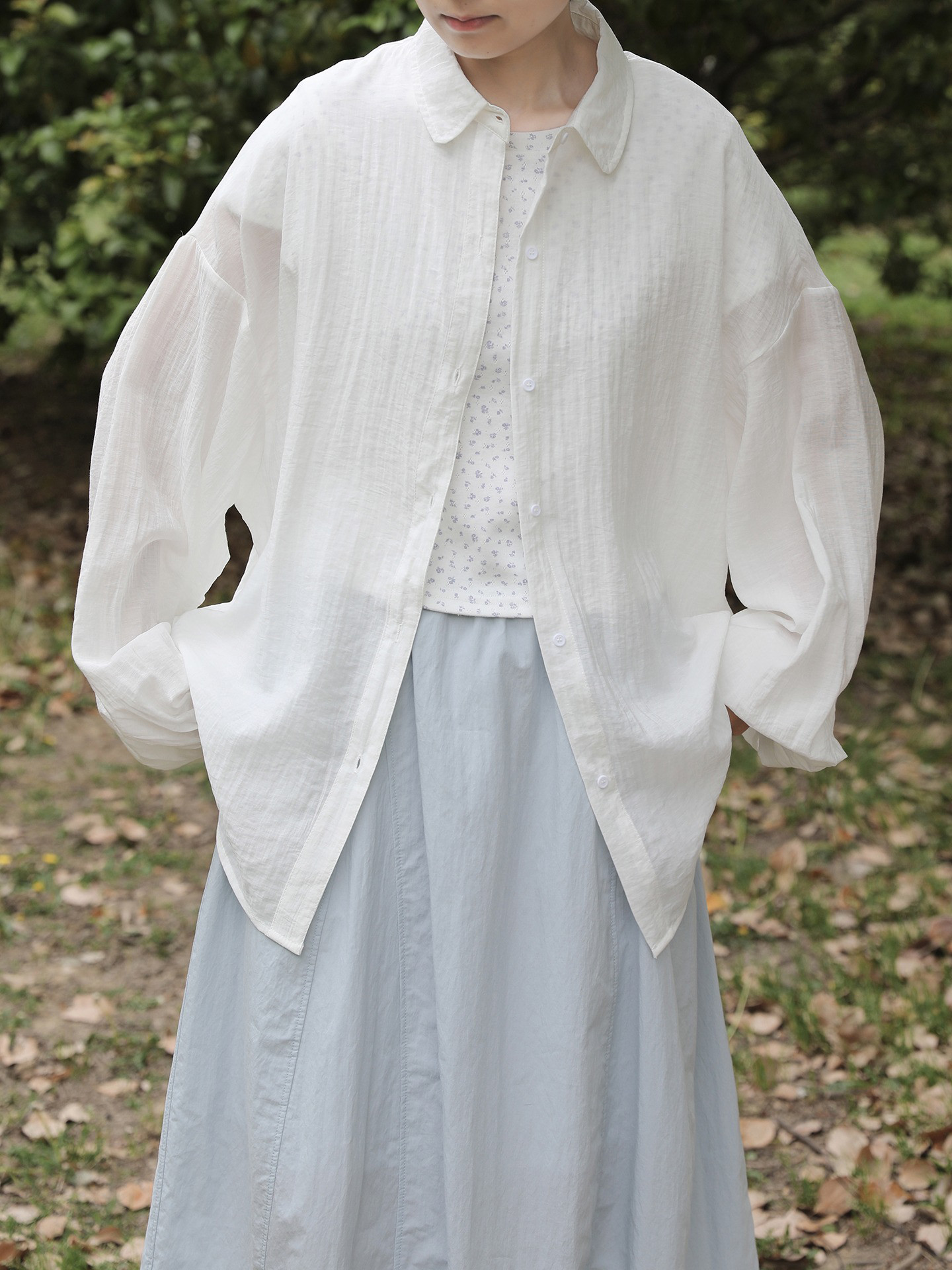 レディース 綿薄手シャツ 長袖 無地 ゆったり 日焼け対策アウター