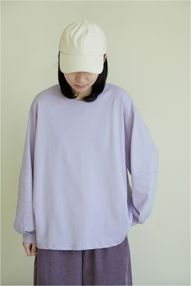 レディース 綿Tシャツ クルーネック 長袖 無地 ゆったり ベーシックインナー