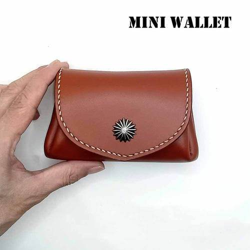 本革 レザー ミニウォレット アポロコンチョ ブラウン かわいい財布