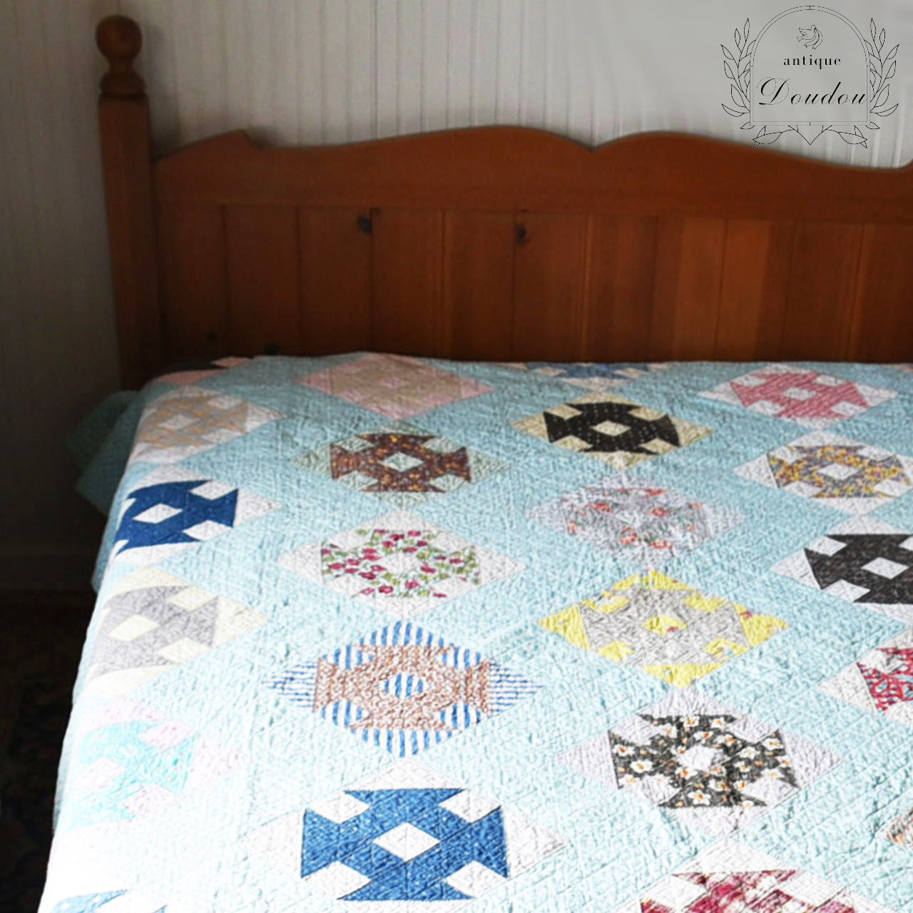 【SALE】アンティークキルト　Monkey Wrench  [sa688]