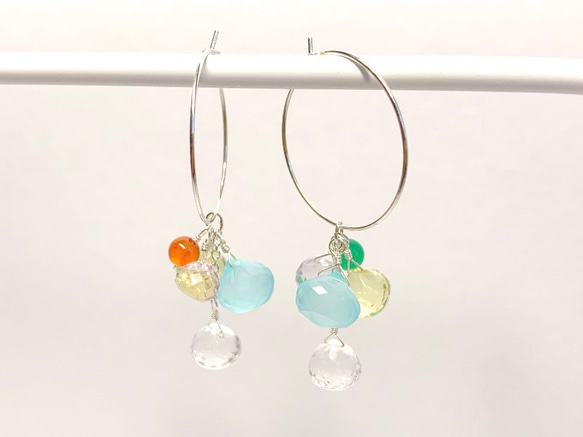 【天然石ピアス】Silver925　フープピアス　イヤリング　ハンドメイド 3枚目の画像