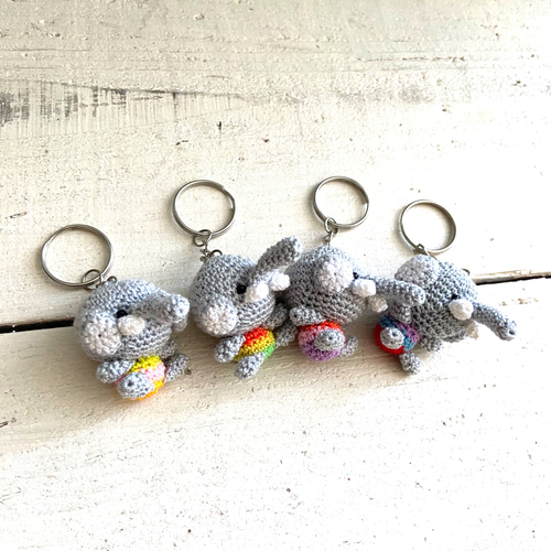 オリジナル 編みぐるみ ゾウ 象 キーホルダー あみぐるみ orb(オーブ
