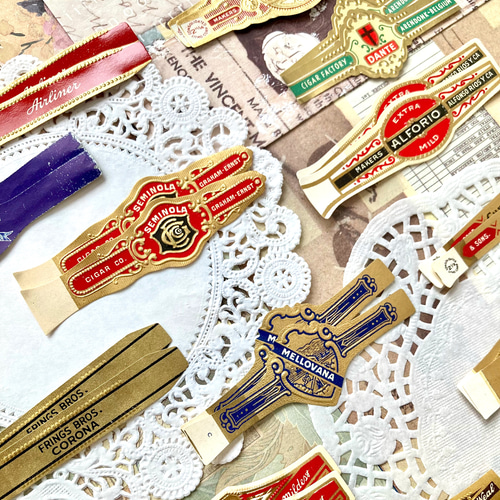 お洒落な シガーバンド 30枚（15種類×2枚ずつ）コラージュやラッピング