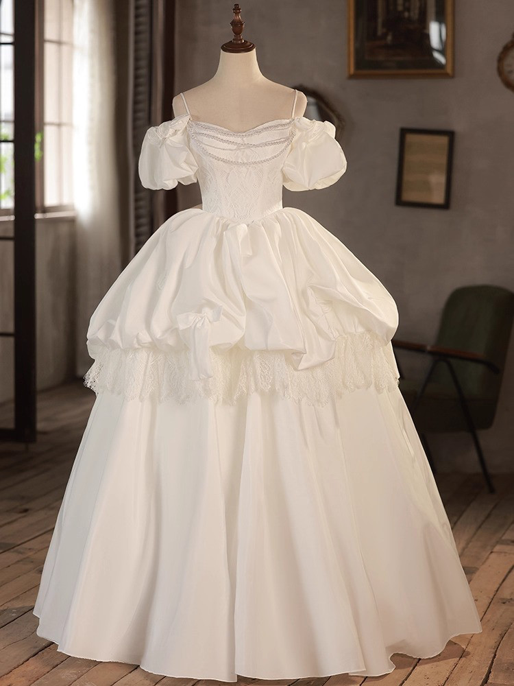 ドレス ウェディングドレス ロングドレス ノースリーブ 白 上品 韓国風 結婚式 前撮り D059