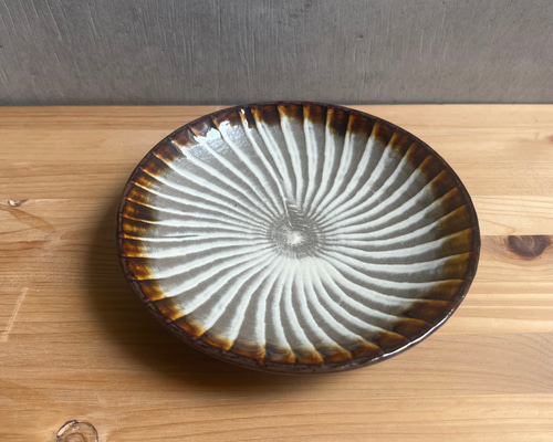 小石原焼 5寸皿 刷毛目 飴縁 直径約15.5cm 柳瀬本窯元 小皿 Reboot