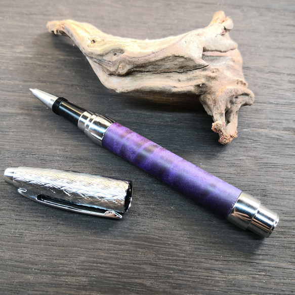 スタビライズドウッド-キャップ式水性ボールペン/橡（トチ）/縮み杢/No