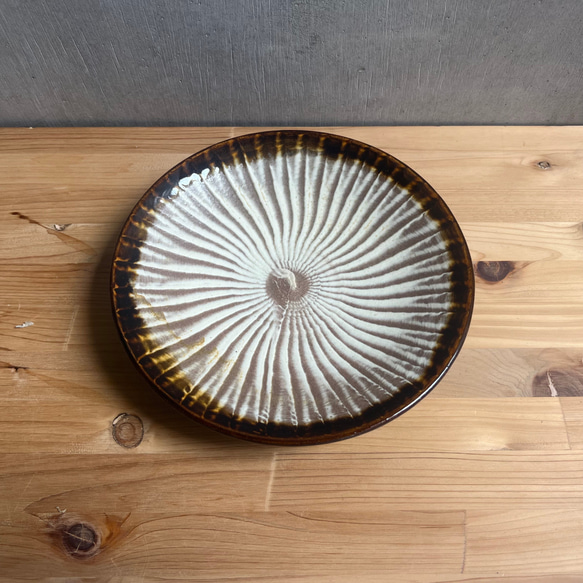 小石原焼 6寸皿 刷毛目 飴縁 直径約19cm 柳瀬本窯元 中皿 Reboot Life