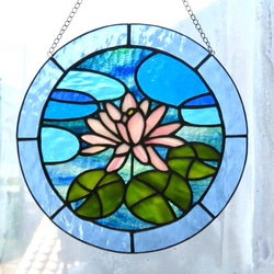 ステンドグラス 鏡 ＊ピンクのつる薔薇の壁掛けミラー＊ その他