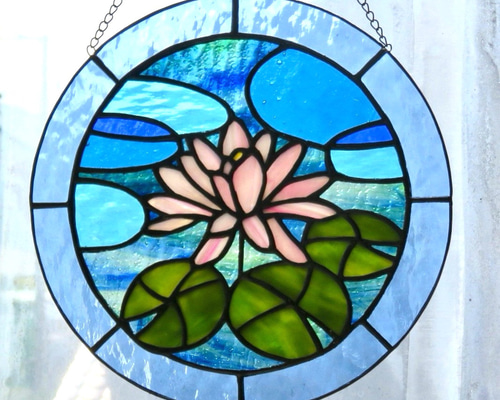 ステンドグラス ＊ピンクの睡蓮のサンキャッチャー＊ サンキャッチャー