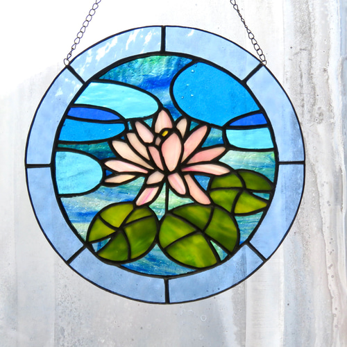 ステンドグラス ＊ピンクの睡蓮のサンキャッチャー＊ サンキャッチャー