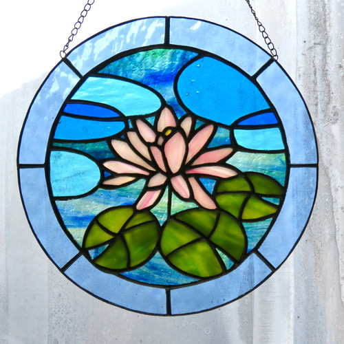 ステンドグラス ＊ピンクの睡蓮のサンキャッチャー＊ サンキャッチャー