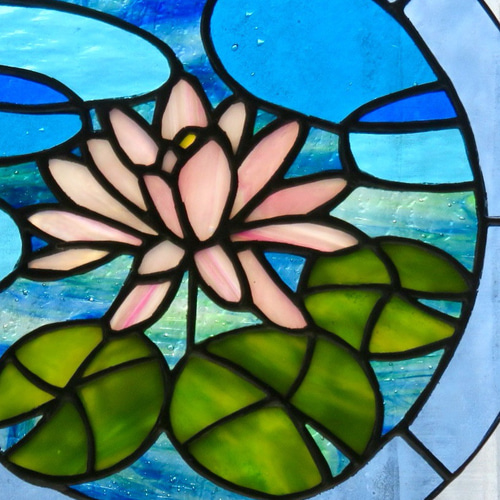 ステンドグラス ＊ピンクの睡蓮のサンキャッチャー＊ サンキャッチャー