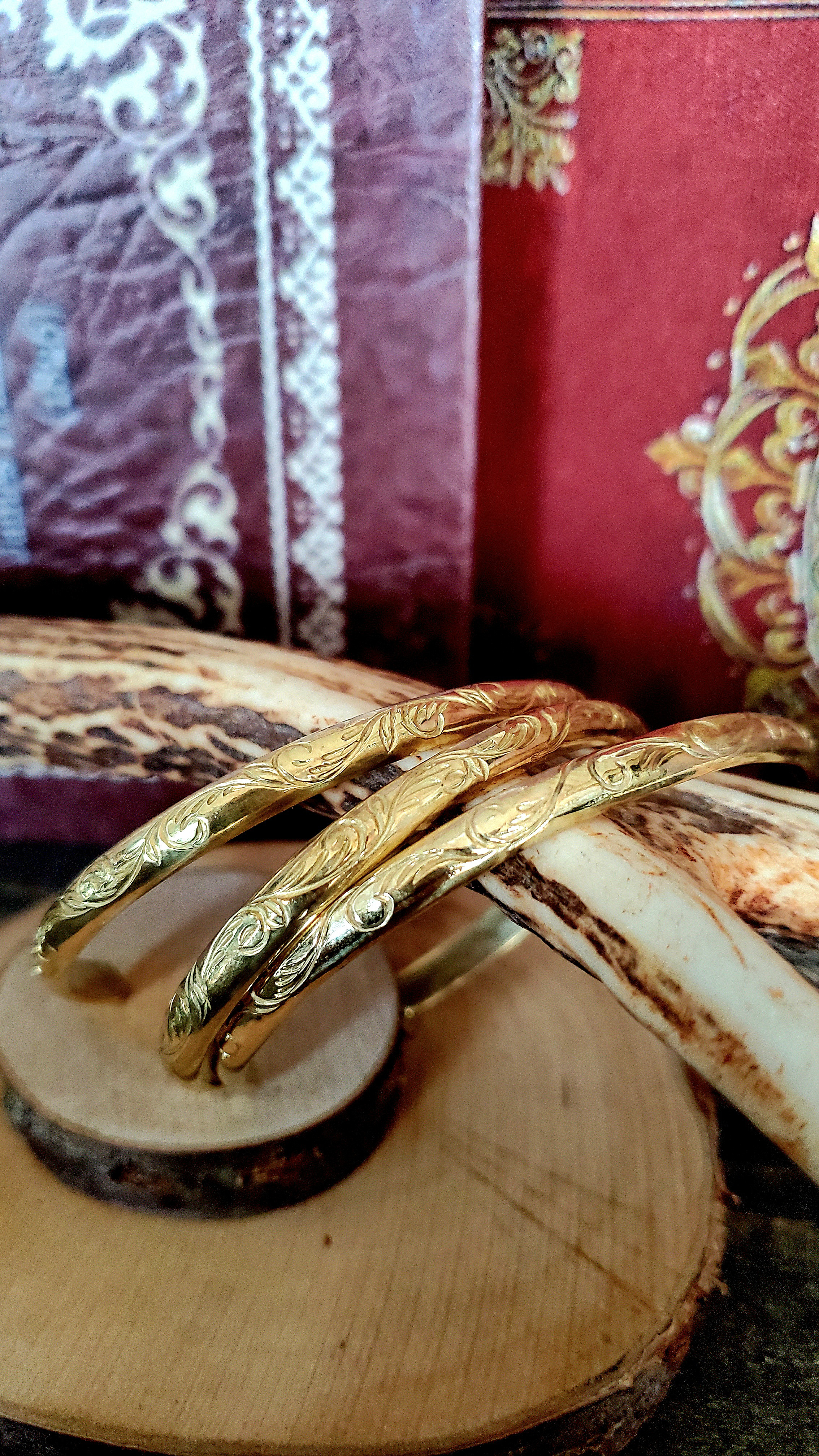 真鍮バングル　唐草バングル　S