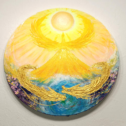 風水開運絵画＊永和来福図　虹色に輝く昇龍と鳳凰～赤富士　金滝　虹～金運　全体運 6b09476b090c09cdf050fa056bbef2