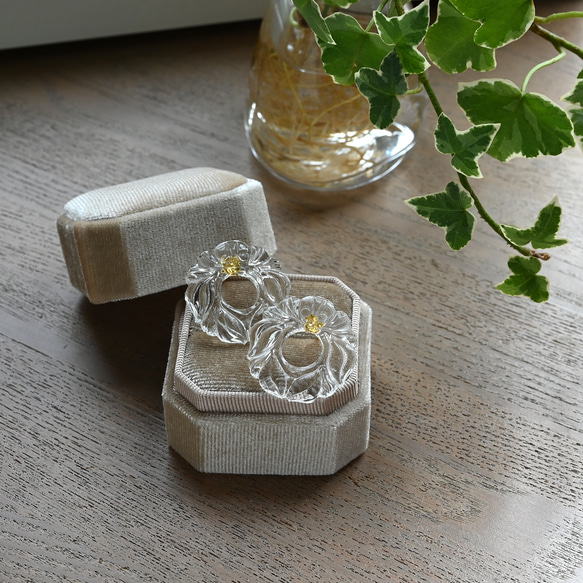 ヴィクトリアンヴィンテージリースガラスのピアス／イヤリング［サージカルステンレス/チタン/クリップイヤリング］ 4枚目の画像