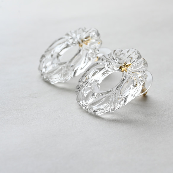 ヴィクトリアンヴィンテージリースガラスのピアス／イヤリング［サージカルステンレス/チタン/クリップイヤリング］ 5枚目の画像