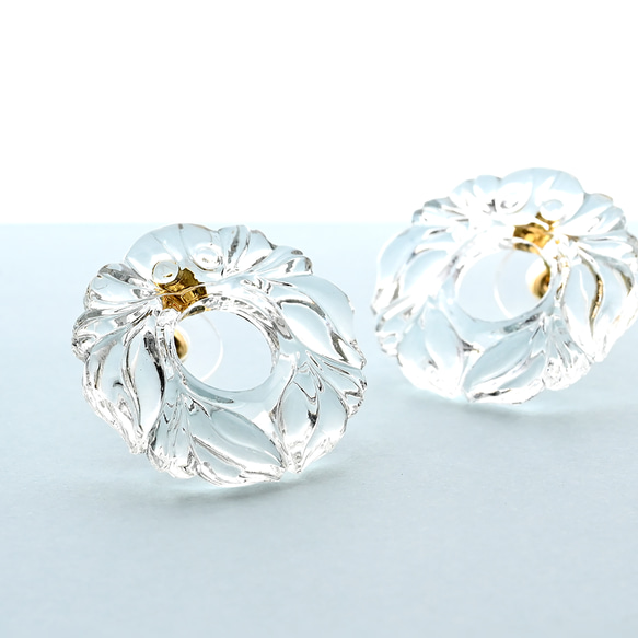 ヴィクトリアンヴィンテージリースガラスのピアス／イヤリング［サージカルステンレス/チタン/クリップイヤリング］ 12枚目の画像