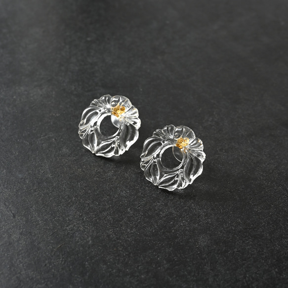 ヴィクトリアンヴィンテージリースガラスのピアス／イヤリング［サージカルステンレス/チタン/クリップイヤリング］ 11枚目の画像