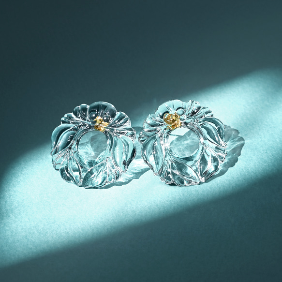 ヴィクトリアンヴィンテージリースガラスのピアス／イヤリング［サージカルステンレス/チタン/クリップイヤリング］ 6枚目の画像