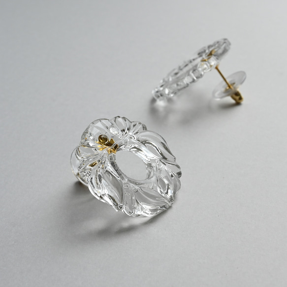 ヴィクトリアンヴィンテージリースガラスのピアス／イヤリング［サージカルステンレス/チタン/クリップイヤリング］ 18枚目の画像