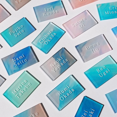 アクリル結婚証明書 水彩風ニュアンスカラー ウェディング 青系 ブルー