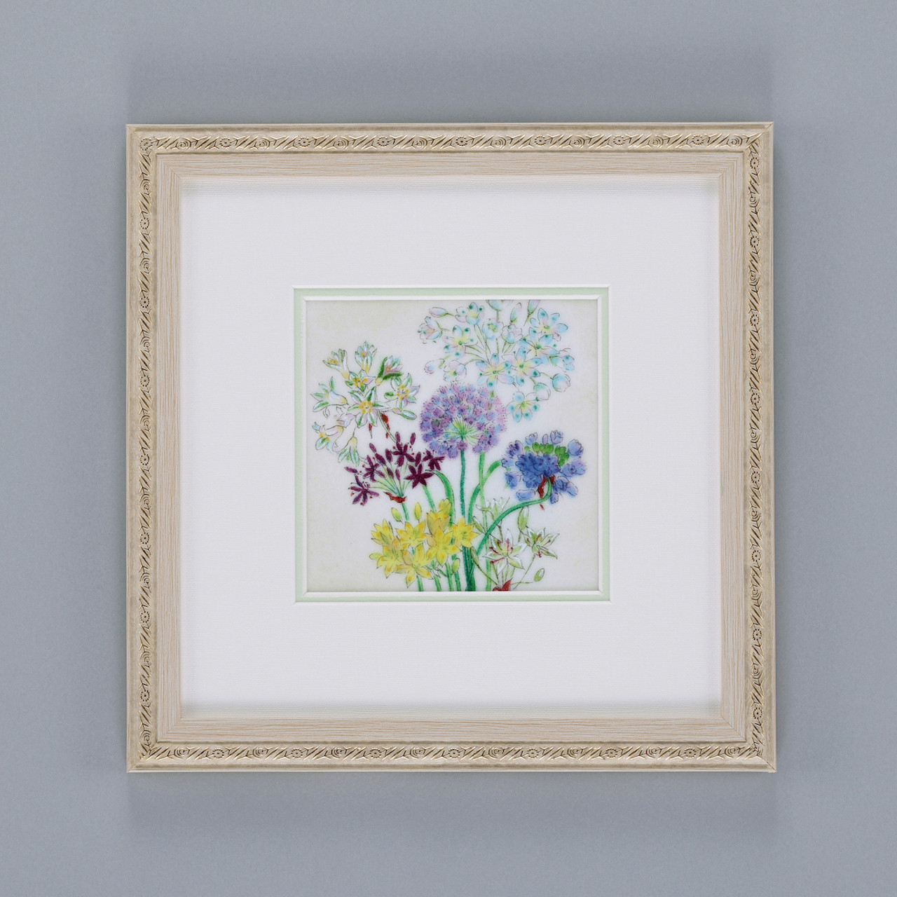 七宝焼アートフレーム「アリュームブーケ」染型七宝　京七宝