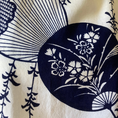 着物リメイク 浴衣リメイク ブラウス 木綿 ハンドメイド うちわ柄