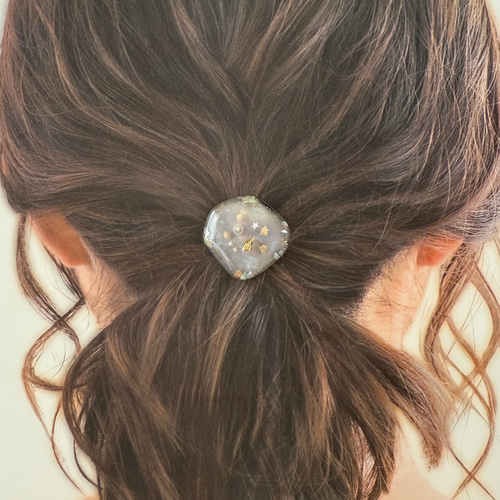 海のヘアゴム】3色展開｜桃色の海・南国の海・静かな海／レジン・貝殻