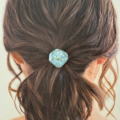 海のヘアゴム】3色展開｜桃色の海・南国の海・静かな海／レジン・貝殻