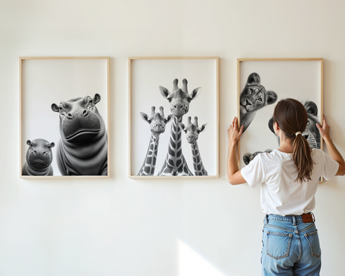 セット価格] A4 or A3 3枚セット サファリシリーズ 動物 アニマル