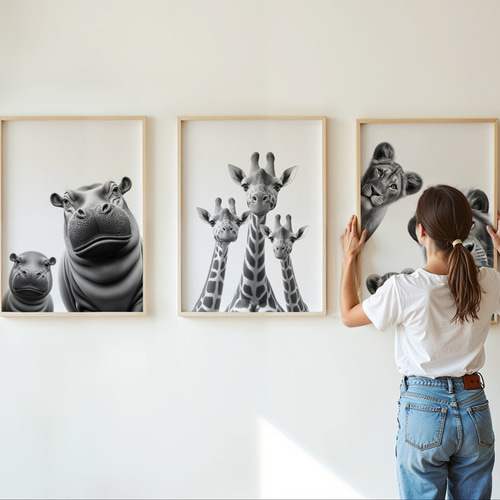 セット価格] A4 or A3 3枚セット サファリシリーズ 動物 アニマル