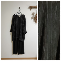 ☆セール☆備後織楊柳ストライプチュニックブラック 2枚目の画像