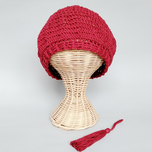 手作りニット帽　タム　　ベレー帽　赤　ピンク　ウール80% 手作りニット帽 タム ベレー帽 赤 ピンク ウール80% - メルカリ