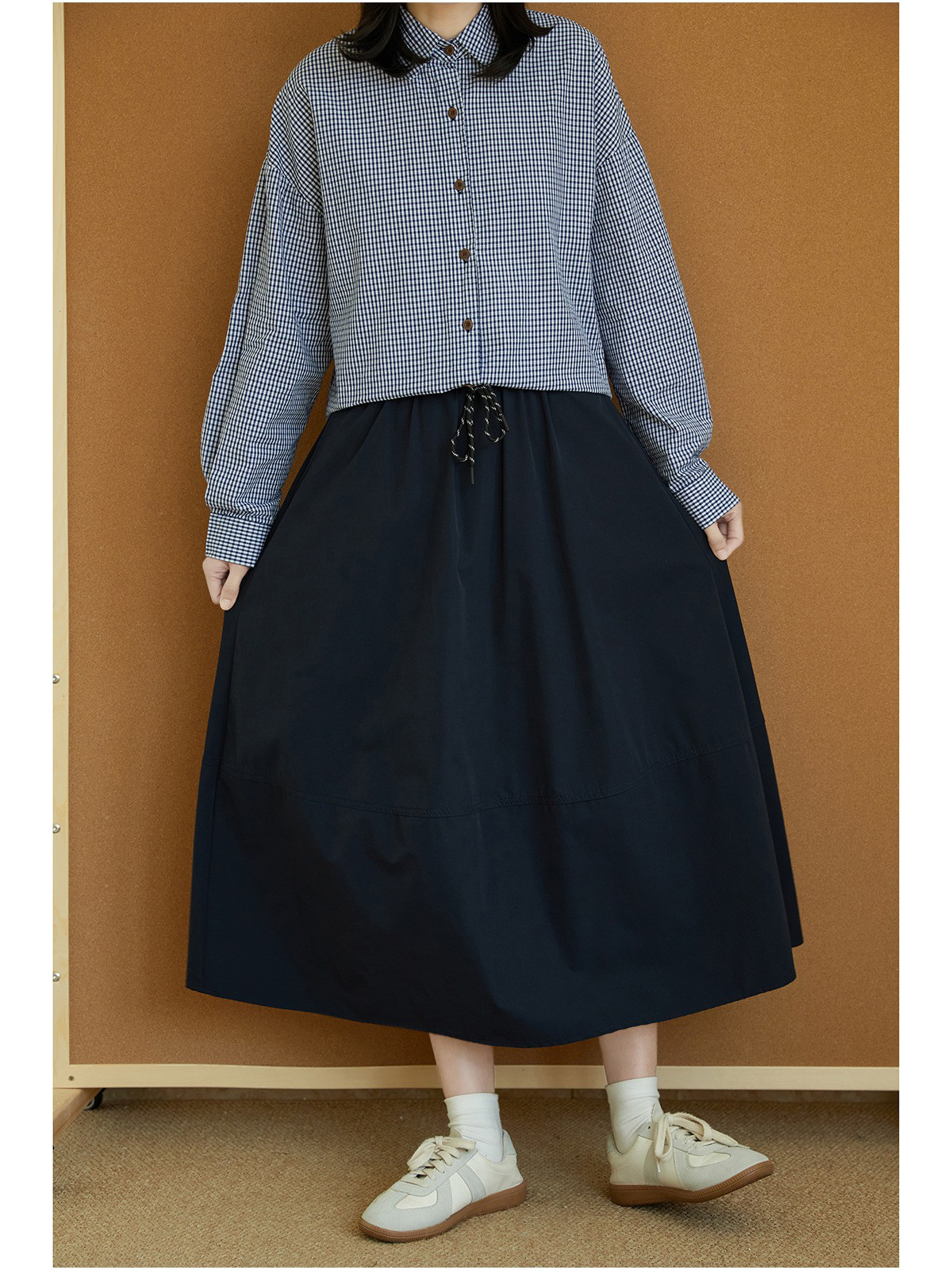 レディース 綿スカート ミモレ丈 Aライン ワーク風スカート