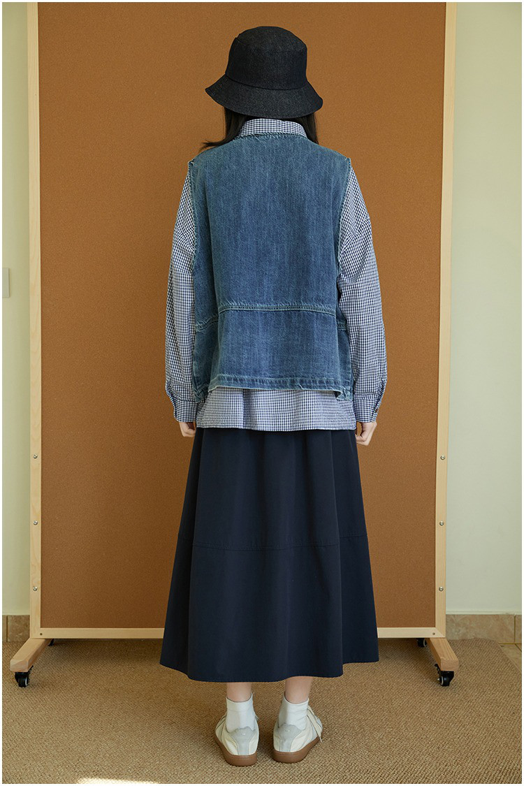 レディース 綿スカート ミモレ丈 Aライン ワーク風スカート