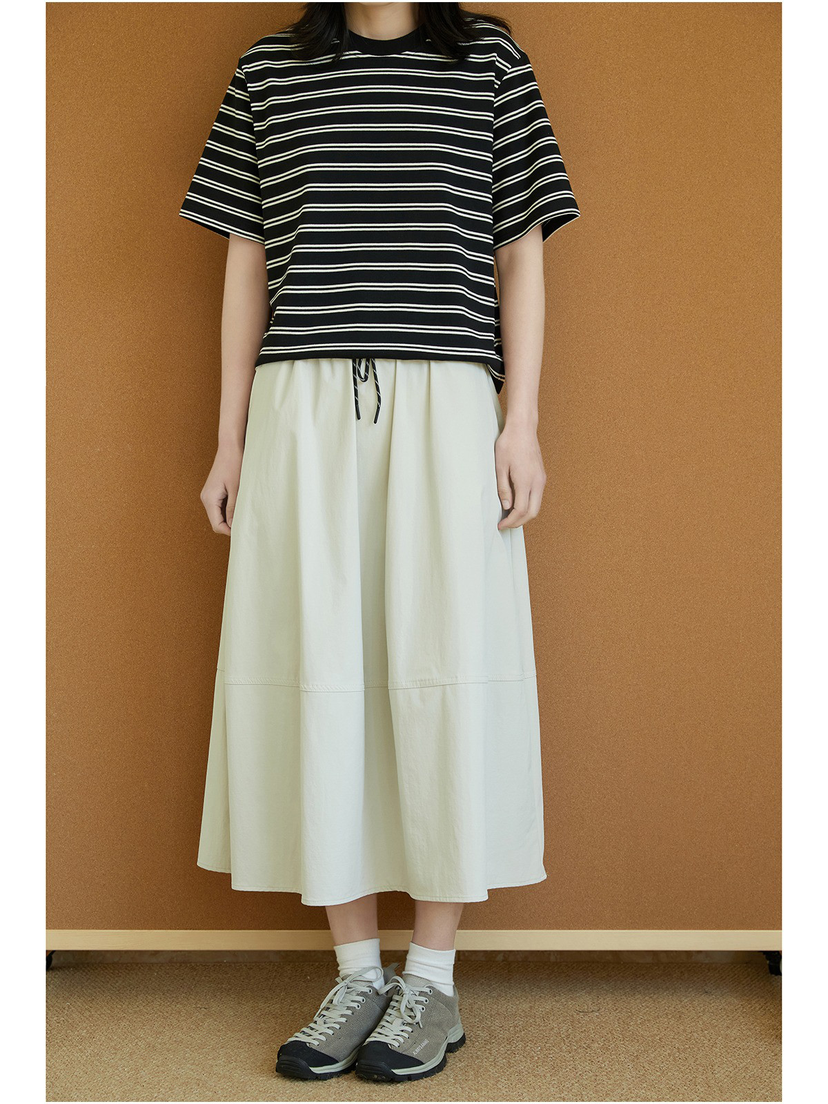 レディース 綿スカート ミモレ丈 Aライン ワーク風スカート