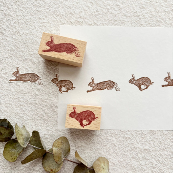 １点限り♡未使用　バニーパンチうさぎのパンチ＆スタンプセット　スタンピンアップ 走る野うさぎ ウッドマウントスタンプ（ちぢむ・のびる） はんこ
