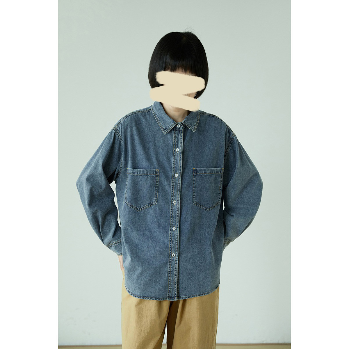 レディース 綿デニムシャツジャケット ゆったり アウター