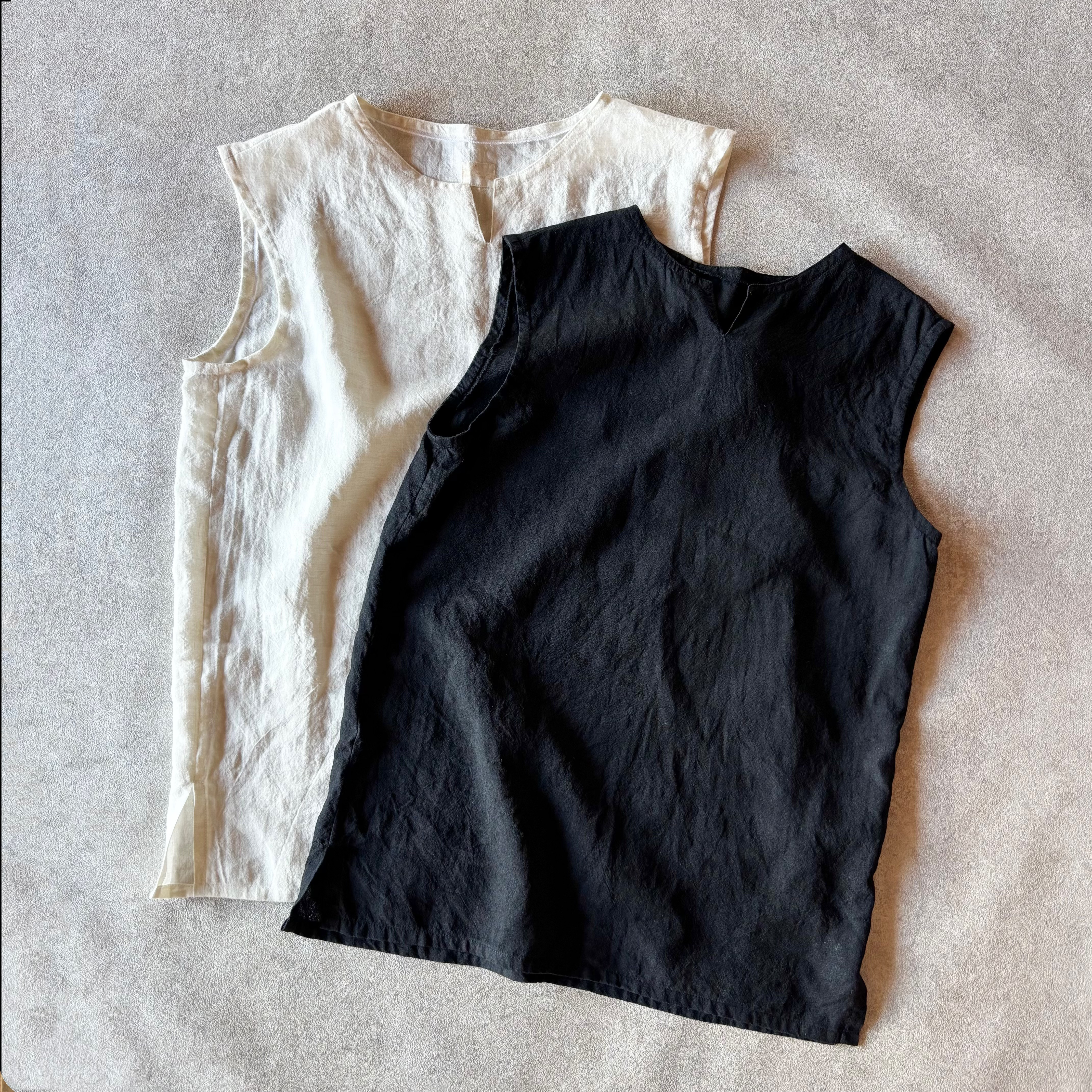 ユニセックス カジュアルノースリーブトップス ラミーリネン100% Sサイズ / Lサイズ  [オーダー受注受付]