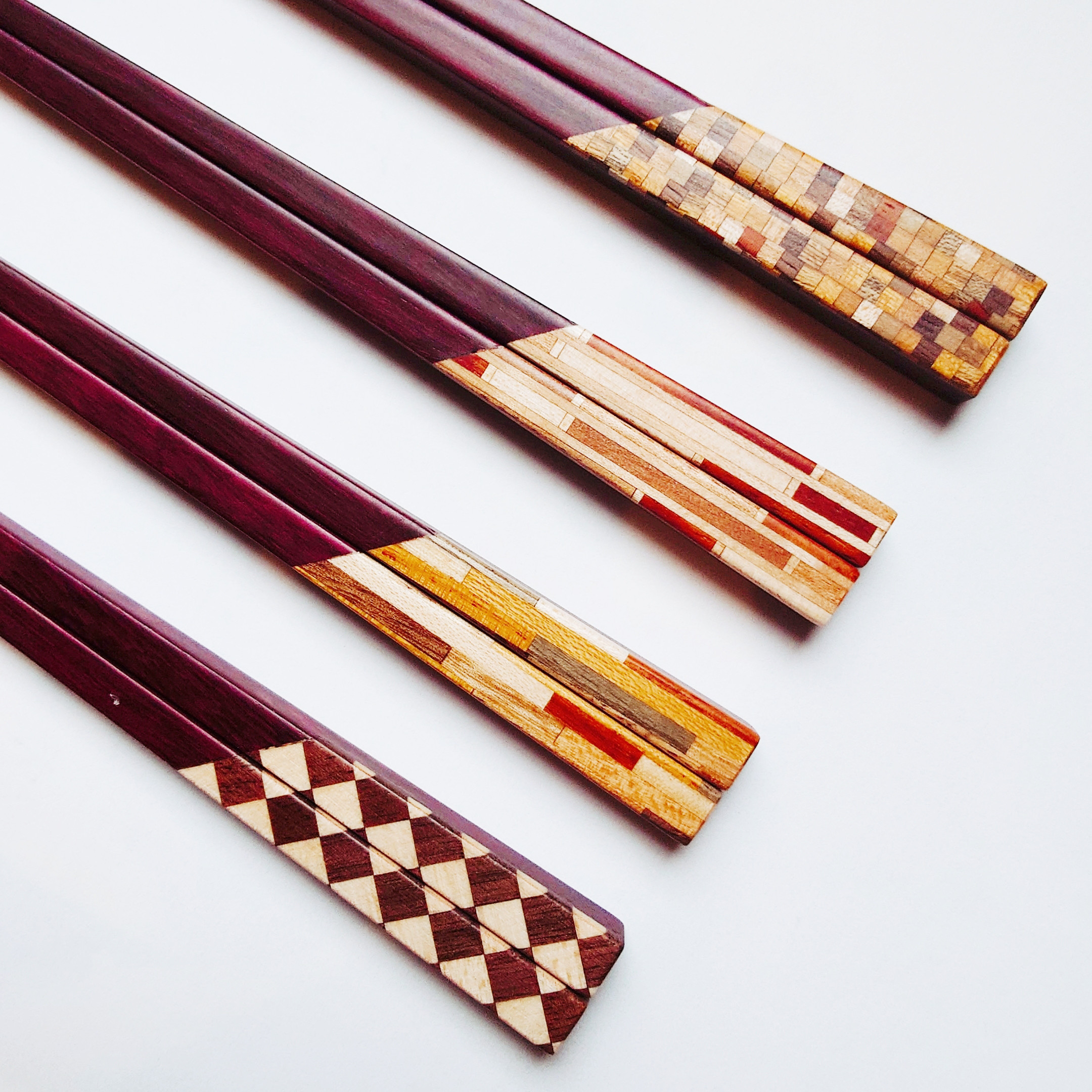 寄木箸　紫檀×寄木
