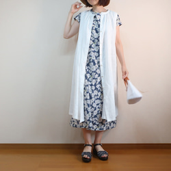 夏の普段着 ゆったり涼しい 大人の配色 フレンチワンピース（コットン／花柄） 6枚目の画像