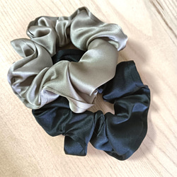 ハンドメイドシュシュM-3772♡ブラックジョーゼット♡リボン付♡ ハンドメイドシュシュM-3772♡ブラックジョーゼット♡リボン付♡