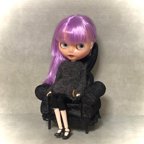 ミニチュアソファ ゴシック調 ブライス等1/6ドール、ぬい、推し活