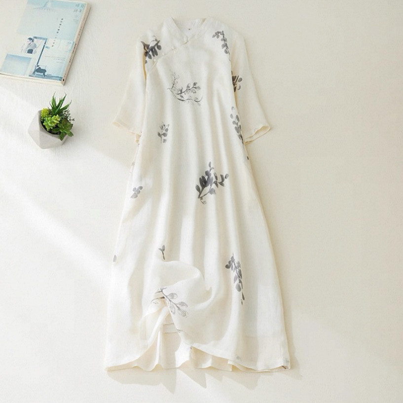 ワンピース、綿麻、夏