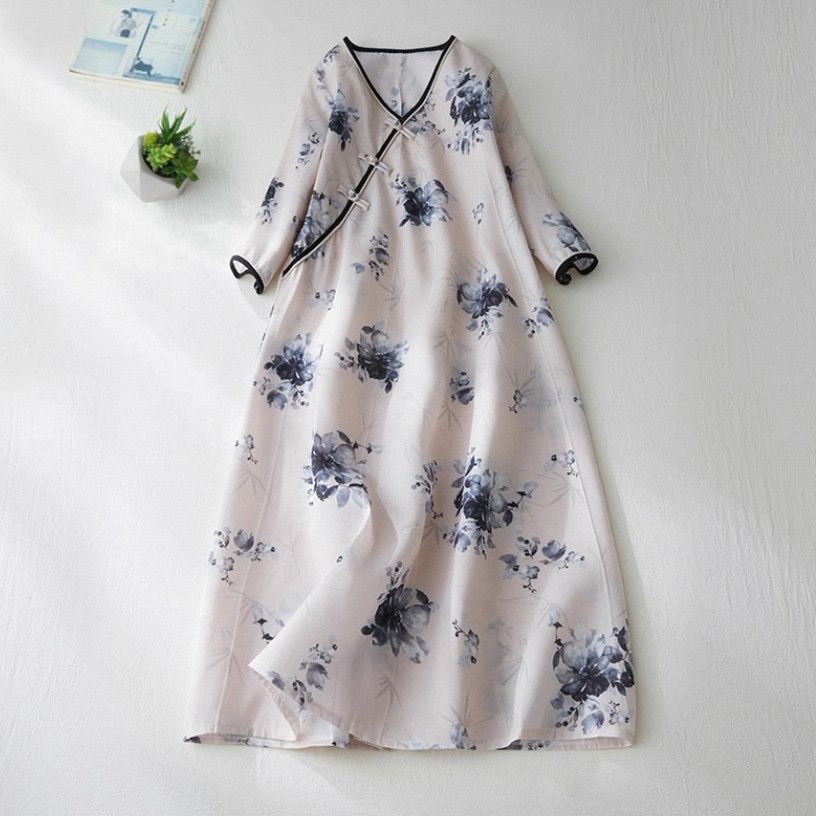 ワンピース、綿麻、夏