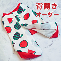 No.119  犬服ハンドメイド　背中開きワンピース　ホワイト ペットパラダイス 背中開き ベスト 苺 刺繍 中型犬 大型犬 / PET