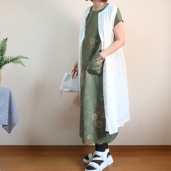 夏の普段着 ゆったり涼しい 大人の配色 フレンチワンピース（コットン／和柄） 16枚目の画像