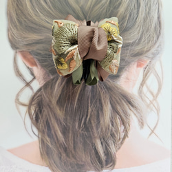 サッと可愛く♪インド刺繍リボン 小さめバンスクリップ まとめ髪 ヘア