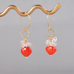 ストロベリークォーツとオパールのアメリカンチェーンピアス