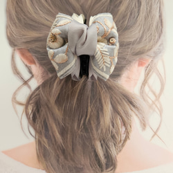 大人可愛い♪インド刺繍リボン 小さめバンスクリップ まとめ髪 ヘア